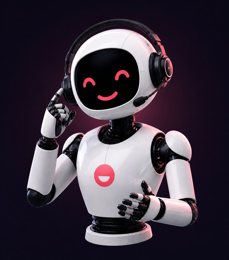 BeAI ヘッドセットでコールに答えるマスコット
